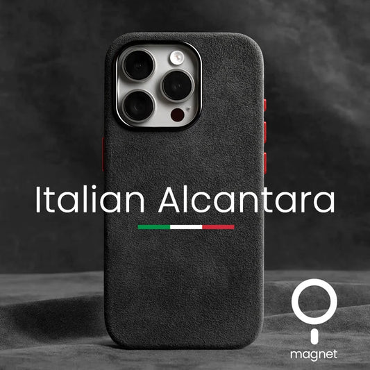 Magnetic ALCANTARA Case for iPhone 15 Pro Max 14 13 Luxury Artificial Leather Supercar Suede Phone Cases Cover
